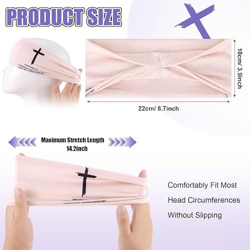 6 PCS Christian Headbands for Women Jesus Faith Cross Athletic Sweatbands Moisture Wicking Twist Knotted Criss Cross Hair Bands with Bible Verse Religious for Sports Workout Football Baseball thumbnail 3