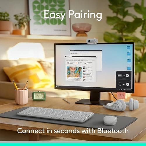 Logitech MK250 Bluetooth Wireless Mouse and Keyboard Combo: Fast & Easy Connectivity, Compact Wireless Keyboard, Ambidextrous Mouse, Durable Build - Windows/MacOS - White thumbnail 2