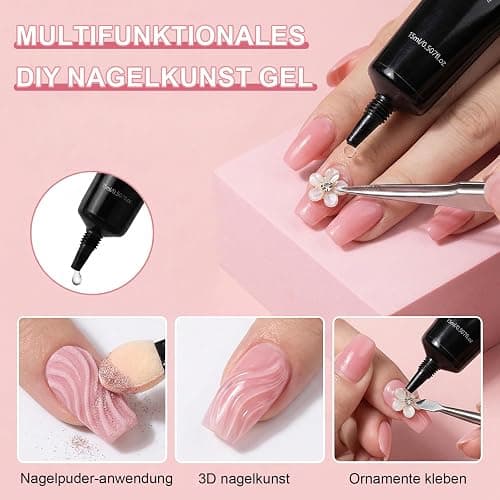 ALONK 3 Stück 3D Gel Nail Art, Glue Gel, 15 ML Multifunktionell Rhinestone Glue thumbnail 5
