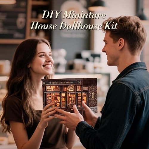 CUTEBEE Book Nook Kit, DIY Miniature House Kits for Adult and Teens, Dollhouse Booknook Tiny House, Bookshelf 3D Wooden Puzzle, DIY Craft Gifts for Family and Friends (Corner Coffee Shop) thumbnail 7