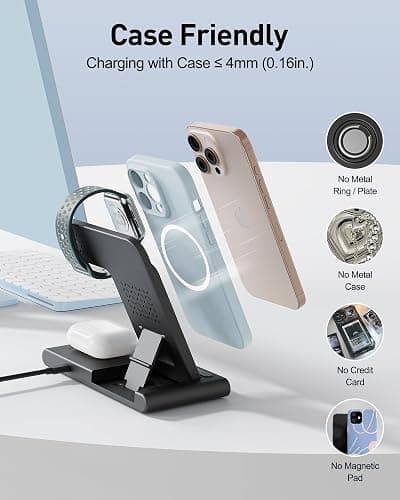 RYND 2025 Travel Portable Wireless Fast Charger for Apple & Android Charging Station,3 in 1 Charging for iPhone17 16 15 14 13 12,Apple Watch Series & Air pods 4 3 2 Pro,Samsung Galaxy thumbnail 5