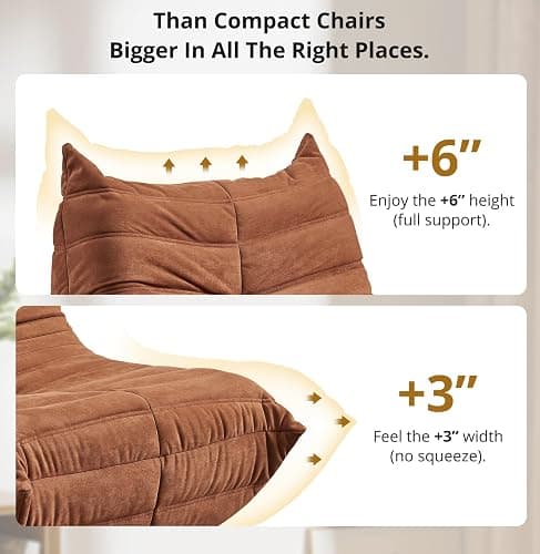 Aosaifen Green Bean Bag Chair - Corner Sofa, Fireside Floor Couch for Living Room, Bedroom, Gaming & Office (Brown, Single) thumbnail 3