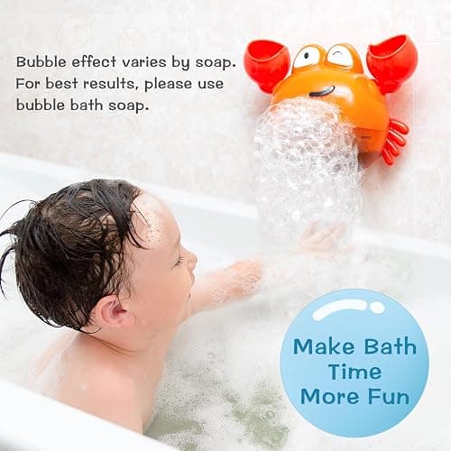 KINDIARY Bath Toy, Crab Bath Bubble Maker for Baby, Toddlers 1-3, Infants, Kids, Automatic Bubbles Machine Blower for Bathtub, Battery Operated thumbnail 3