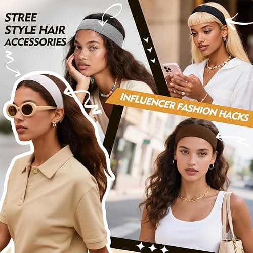 Headbands for Women and Men - 8 Pcs Black White Headband Hair Bands Accessory Stretchy Soft Fabric Sweat Head band for Workout Sport Stocking Stuffers for Men Women Husband Wife Friend Christmas Gifts thumbnail 8