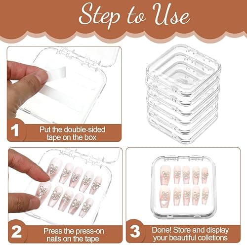 20pcs Press on Nail Storage Box with 90 Pcs Adhesive Double Sided Tape | Nail Packaging for Press Ons Presses on Nails Container for Fake Nailes Storage Case Nails Display Art Business thumbnail 5