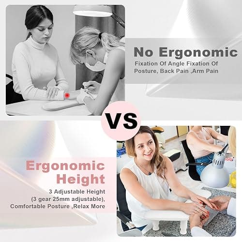 Arm Rest for Nails Tech,Height-Adjustable U Shaped Manicure Nail Arm Rest,Big Microfiber PU Leather Hand Rest for Nails Tech, Professional Salon Manicure Arm Rest Cushion(White) thumbnail 5