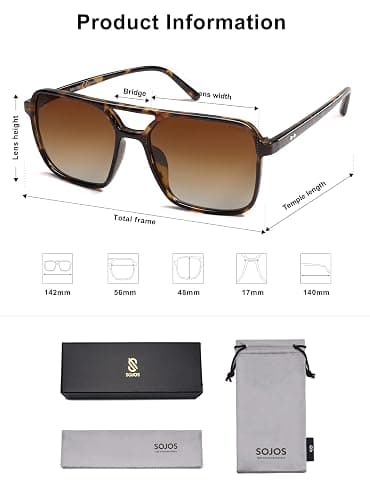 SOJOS Trendy Vintage Aviator Square Sunglasses For Womens Mens Retro 70s UV400 Women Sun Glasses SJ2327 thumbnail 5