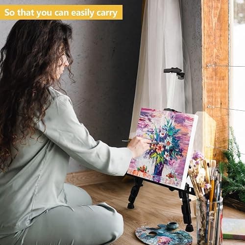 Art Easel Stand for Painting and Sign - RRFTOK 17 to 66 Inch Adjustable Aluminum Tripod Easels for Display, Portable Canvas and Poster Stand with Carry Bag for Beginners, Students and Classroom Use thumbnail 2