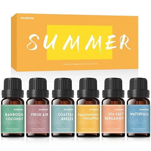 AmaKane Summer Essential Oils, Fragrance Oil for Soap Making, Candle Making Scents, Passionfruit Pineapple, Coastal Breeze and More, Diffuser Oils Scents for Home, Aromatherapy Oils 6x10 ml - Image 1
