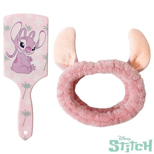 LUV HER Kids Disney Hair Brush & Spa Headband Set for Girls - Features Angel from Lilo and Stitch - Fun Grooming Kit for Detangling Styling - Soft & Stretchy One Size, Ages 3+ thumbnail 3