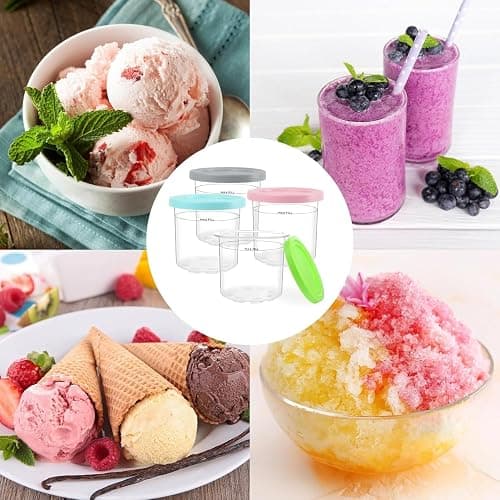 Nepfaivy Containers Replacement for Ninja Creami - 4 Pack Ice Cream Pints and Lids Compatible with Ninja NC300 NC301 Creamy Ice Cream Makers, BPA-Free & Dishwasher Safe, Color Lids thumbnail 5