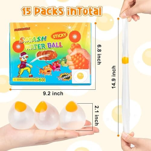 15 Pcs Egg Splat Ball, Funky Egg Splat Ball Stress Relief Easter Eggs Toys for Easter Hunts, Anxiety Reducer Sensory Play for Adult thumbnail 3