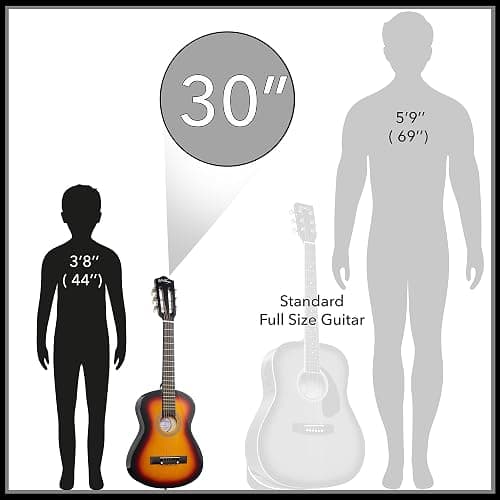 Ashthorpe 30-inch Beginner Acoustic Guitar Package (Sunburst), Basic Starter Kit w/Gig Bag, Strings, Strap, Tuner, Picks thumbnail 3