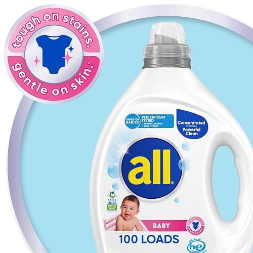 all Baby, Gentle for Baby, Liquid Laundry Detergent, Hypoallergenic for Sensitive Skin, Concentrated, 75oz, 100 Loads thumbnail 3