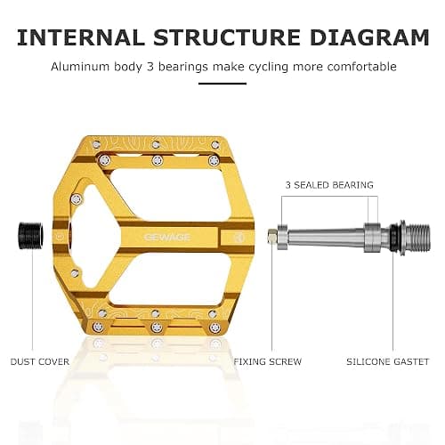 Road/Mountain Bike Pedals -Non-Slip Bicycle Flat Pedals Aluminum 9/16" - 3 Sealed Bearing Lightweight Platform Pedals for Road Mountain BMX MTB Bike thumbnail 4