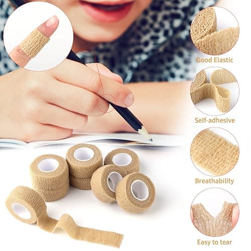 1 Inch Wide Skin Colour Elastic Self- Adhesive Bandage Finger Tape,Wrap Bandages for Wrist and Ankle for Chair and Table Legs to Reduce Friction and Noise-12pc thumbnail 6