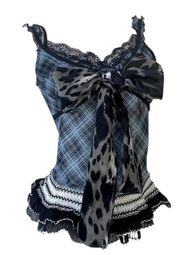 Xiulaiyi Gyaru Scene Clothes Vintage Harajuku Tank Tops Y2k Whimsy Twee Leopard Print Cami Scenecore Camisole - Image 1