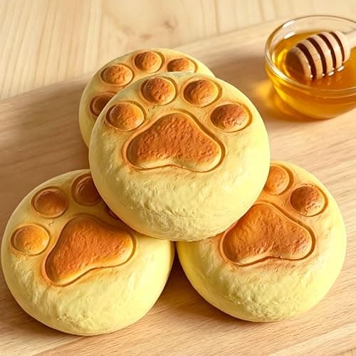 Squishy Toys, Cute Squeeze Bread Toast Cat Paw Sqweezy Slow Rising, Soft Squishies Party Favors for Anxiety Stress Relief, Original Sensory Fidget Novelty Relax Toy and Gift for Adults-Paw thumbnail 2