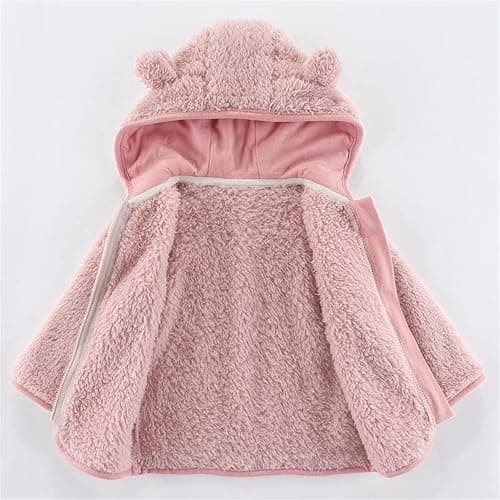 Newborn Baby Boys Jacket Bear Ears Hooded Outerwear Zip Warm Fleece Winter Coat Jackets Boys Spring thumbnail 3