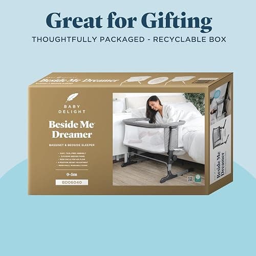 Baby Delight Beside Me Dreamer Bassinet | Bedside Sleeper | 7-Position Height Adjustment | Charcoal Tweed thumbnail 15