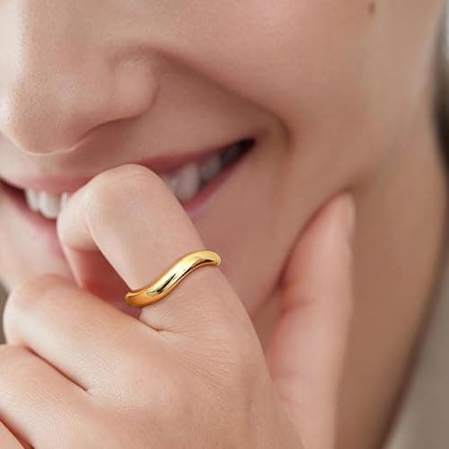 MILACOLATO 925 Sterling Silver Rings for Women 14K Gold Plated Wavy Stackable Ring for Women, Twisted Wave Band Rings, Silver/Gold Eternity Rings for Women Wedding Promise Ring With Box thumbnail 3