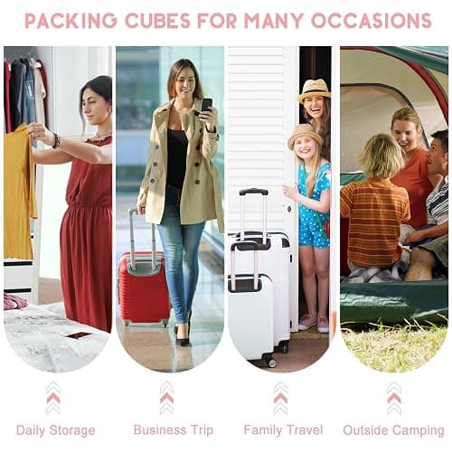 10 Set Packing Cubes for Travel, Travel Organizer with Hanging Toiletry Bag and Shoe Bag, Luggage Organizer Bags for Travel Essentials Women Men thumbnail 7