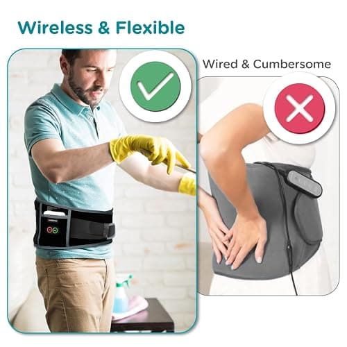 Comfytemp Cordless Heating Pad with Massager for Back Pain Relief, Portable Lower Back Massager FSA Eligible HSA Rechargeable, Birthday Christmas Gifts for Women Men Mom Dad Seniors 3 Heat 30 Auto-Off thumbnail 8