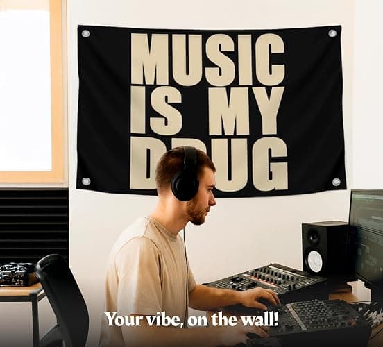 3x5 Feet Musical Quote Flag "Music Is My..." with Four Brass Grommets - Black Single Sided Musical Banner for Wall Decoration - Polyester Party Flags Man Cave - Wall Flag for College Dorm thumbnail 2