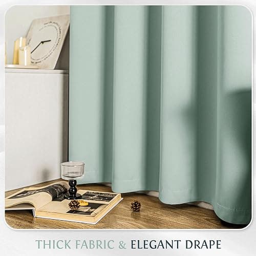 Beauoop 100% Blackout Curtains 84 Inch Long 2 Panels for Bedroom Living Room Seafoam Green Solid Room Darkening Thermal Insulated Soundproof Energy Saving Grommet Top Window Treatment Drapes,52x84 thumbnail 6