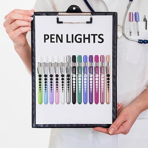 CAVN Pen Light with Pupil Gauge LED Penlight for Nurses Doctors, 2 Pcs Reusable Medical Penlight for Nursing Students (Rose Pink/Bluish Purple) thumbnail 6