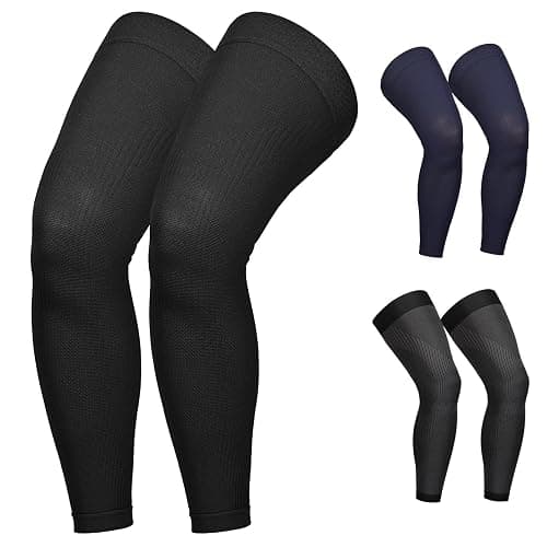 KEKING Full Leg Compression Sleeves, Unisex, Thigh High Compression Stocking 20-30mmHg Graduated Support for Thigh Calf Knee, Running, Basketball, Reduce Varicose Veins and Swelling, All Black L thumbnail 8
