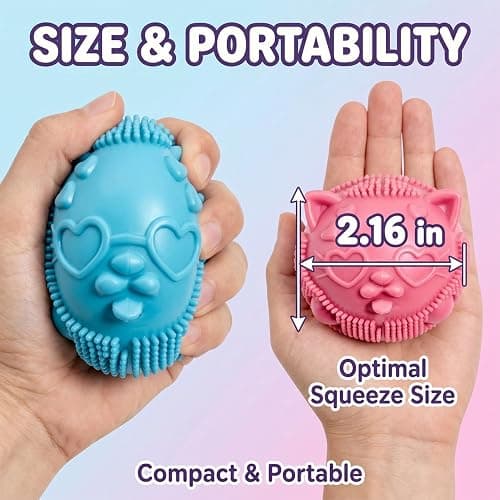Puasyto Cool Cat Squeeze Squishy, Wild Kitties Fuzzy Ball Sensory Squeeze Balls, Slow Rising Stress Relief Toys, Anxiety Calming Squishy Fidget Balls, Great for Stress Reduction or Gifting thumbnail 2