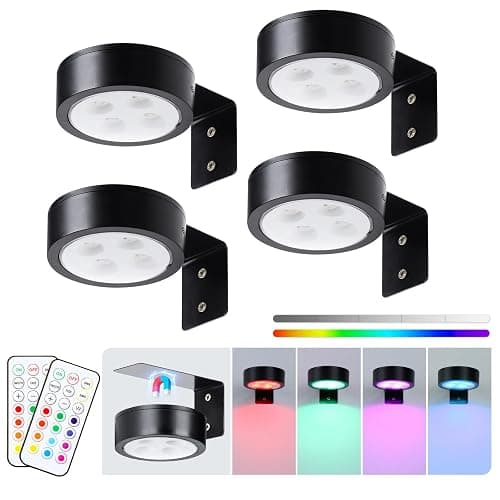 KELUOLY 4-Pack Wireless Battery Operated Painting Light with Remote Control,13 Color RGB Magnetic Led Art Picture Lights for Wall, Dimmable and Timer Poster Light, Wall Decor Black Display Light - Image 1