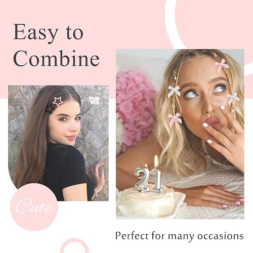 YAEISM 24PCS Bow Hair Clips - 3 Colors Satin Mini Hair Bow Clips Y2K Star Barrettes Bowknot Metal Snap Hair Accessories for Women Girls, Black thumbnail 2