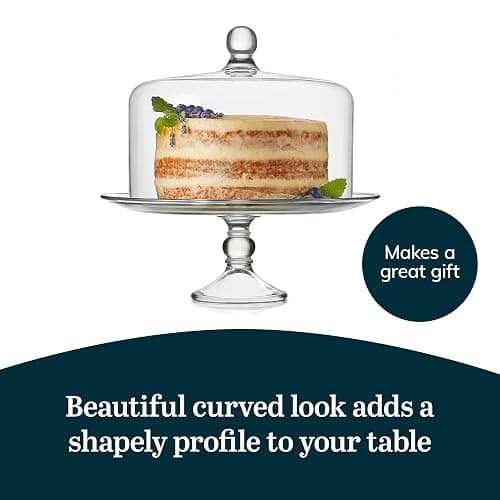Libbey Selene Glass Cake Stand with Dome Lid, Elegant Curved Footed, Covered Cake Stand, Versatile Serving Dish for Variety of Desserts and More thumbnail 5