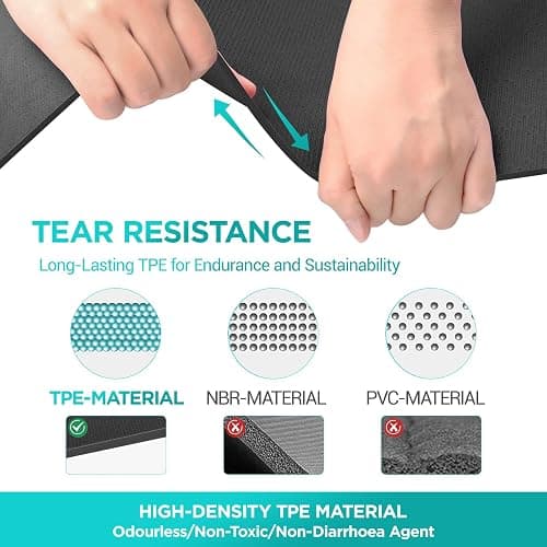 OUTDOUSE Yoga Mat with Alignment Lines,TPE 6mm Sports Exercise Mat,Non-Slip,for Gymnastics,Pilates,Home, Travel,Gymnastics Mat with Storage Straps,Yoga Mats for Women and Men,183x61x0.6cm thumbnail 4