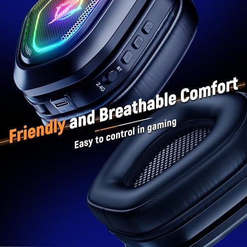 Ozeino Wireless Gaming Headset, Compatible with PC Ps5 Ps4 Boasts 2.4GHz Lossless Audio, USB & Type-C, Flip Microphone and 40-Hr Battery - Suited for Switch, Laptop, Mac thumbnail 6
