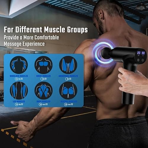 cotsoco Massage Gun Deep Tissue, Muscle Massage Gun with 9 Attachment Heads 20 Speeds & Silent Brushless Motor, Handheld Percussion Back Massager Gun for Athletes(Black) thumbnail 7