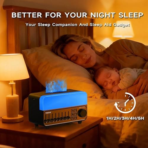 TMEHM 4-in-1 Sleep Sound Machine with White Noise & 8 Nature Sounds, Bluetooth Speaker, Night Light & Aroma Diffuser with Timer for Baby, Kids and Adults (Matte Black) thumbnail 7