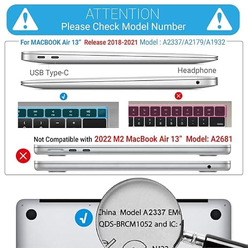 iBenzer Compatible with New MacBook Air 13 inch case 2022 2021 2020 M1 A2337 A2179 A1932, Hard Shell Case&Keyboard Cover&Screen Film for Mac Air 13 with Touch ID,Crystal Clear, CA-AT13CYCL+2 thumbnail 2