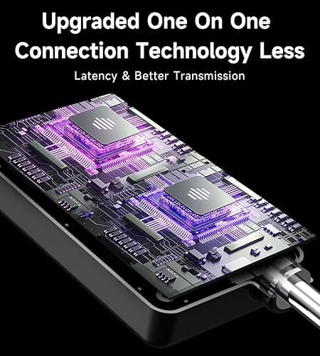 ECHOMUSSY Wireless Microphone, Rechargeable Wireless Dual Microphones with One-to-One Chip Connection and LED Lights, 40H Duration, 200FT Range Receiving, Less Latency Karaoke Microphone for Singing thumbnail 4