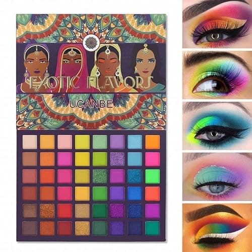 UCANBE EXOTIC FLAVORS Neon Eyeshadow Makeup Palette - 48 Colorful High Pigmented - Rainbow Matte Shimmer Glitter Eye Shadow Make Up Pallet Gift Set - Image 1