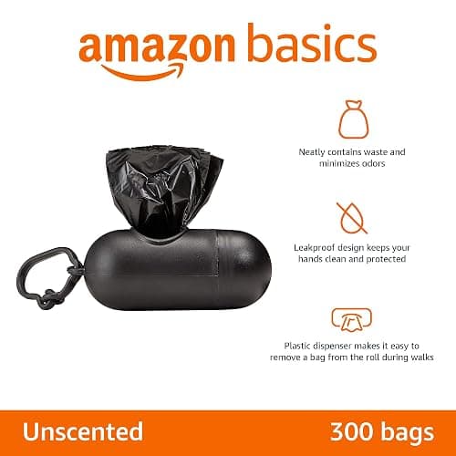 Amazon Basics Dog Poop Leak Proof Bags with Dispenser and Leash Clip, Unscented, 13" x 9" Large Size, 300 Count thumbnail 4