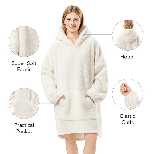 Berkshire Blanket Oversized Wearable Blanket Hoodie – SpaLoft Plush with Hood, Sleeves & Pocket thumbnail 3