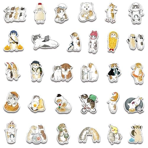 Cute Cat Stickers | 100 PCS | Vinyl Waterproof Stickers for Laptop,Guitar,Motorcycle,Bike,Skateboard,Luggage,Phone,Hydro Flask, Gift for Kids Teen Birthday Party thumbnail 4
