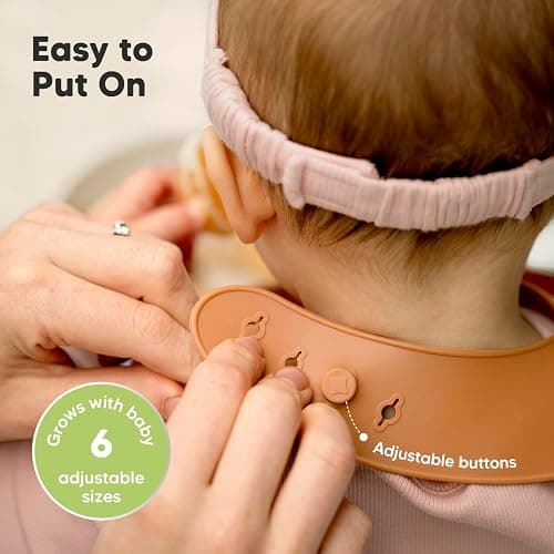 KeaBabies 2-Pack Silicone Bibs for Babies, Toddlers Girl, Boy – Sturdy Food-Grade Baby Bibs for Eating, Large Food Catcher, Clean & Put On Easily, Waterproof Toddler Feeding Essentials (Terracotta) thumbnail 5