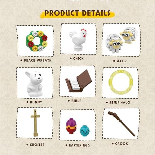 Jesus Figures Building Blocks Kit, Bible Story Good Shepherd with Sheep Bunny and Chick Blocks Toy Compatible with Brand as Easter Basket Stuffers, Christmas, Easter Gift for Christian Adults or Kids thumbnail 6