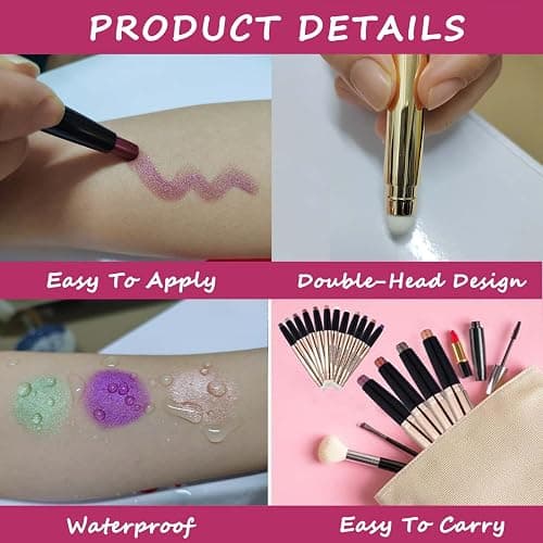 SAUBZEAN Rose Gold Eyeshadow Stick Makeup, Highlighter Matte Cream Eye Shadow Pencil, Waterproof Hypoallergenic Long Lasting Crayon, Glitter Primer Palette Shimmer Eyeliner Pen wiht Soft Brush thumbnail 5