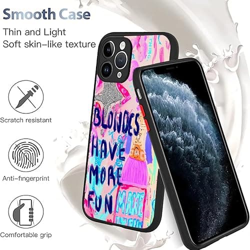 XUNQIAN Compatible for iPhone 13 Pro Case, Aesthetic Blondes Have More Fun Pink Preppy Watercolor Protective Phone Case (for iPhone 13 Pro) thumbnail 3