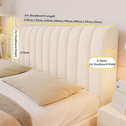 CSYBYW Velvet Bed Headboard Cover for Full Queen Cal King Size,Quilted Bed Headboard Slipcover(Off-White,190cm/74in) thumbnail 2